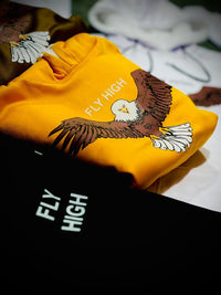 High Fly with Eagle Logo Unisex Fleece Hoodies with Fur-FH1001